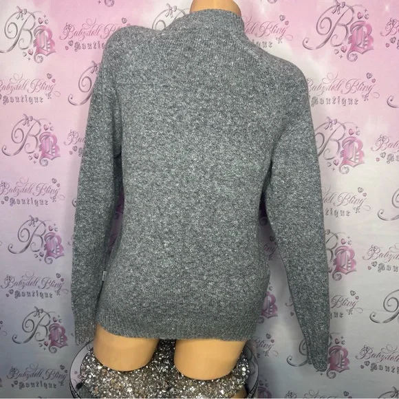 Eddie Bauer sweater turtleneck knitted heathered grey comfy winter warm cozy top - Picture 3 of 8